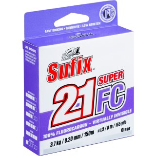 Sufix Super 21 FC Fluorocarbon Fluo Vorfach - 50m Rolle - viele Stärken